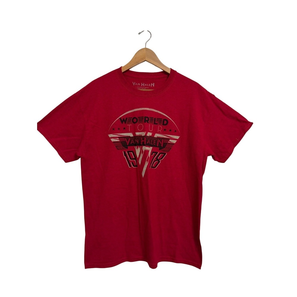 Van Halen World Tour 1978 Graphic T-Shirt Mens Large Red Short Sleeve Rock Band